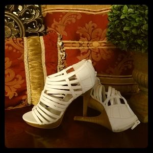 White strap heels